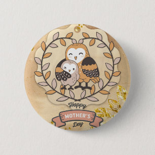 Lycklig Mors dag Cute Roligt Uggla Bird Knapp