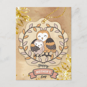 Lycklig Mors dag Cute Roligt Uggla Bird Vykort