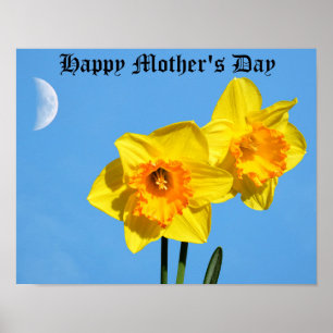 Lycklig Mors dag Daffodils Guld Medal Poster