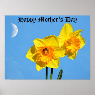 Lycklig Mors dag Daffodils Guld Medal Poster