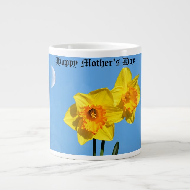 Lycklig Mors dag Daffodils Guld Medalblommor Jumbo Mugg (Framsidan)
