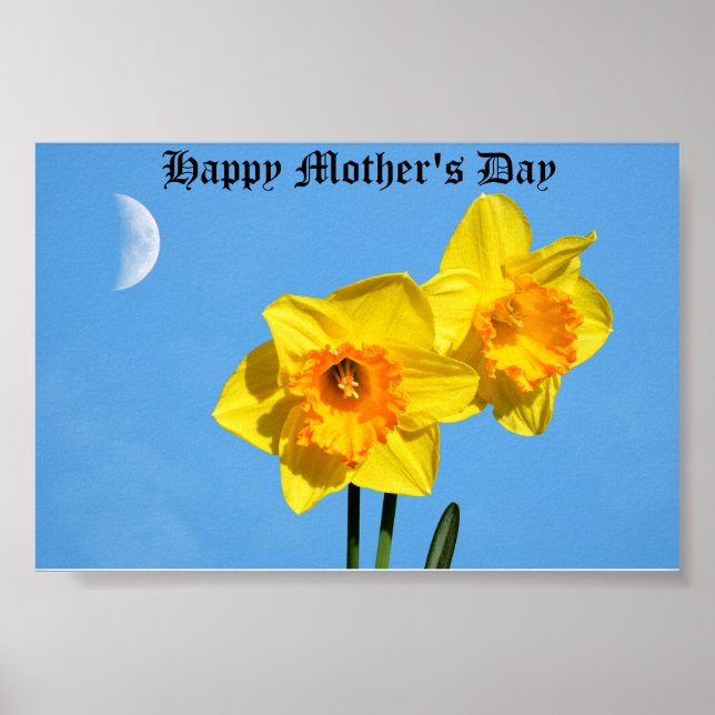 Lycklig Mors dag Daffodils Guld Medalblommor Poster (Framsidan)