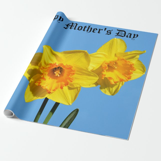Lycklig Mors dag Daffodils Guld Medalblommor Presentpapper (Utrullad)