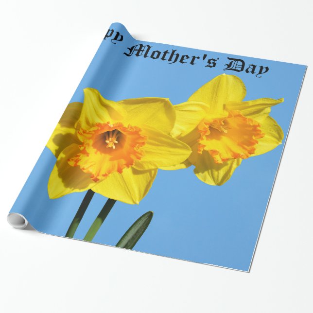 Lycklig Mors dag Daffodils Guld Medalblommor Presentpapper (Utrullad)