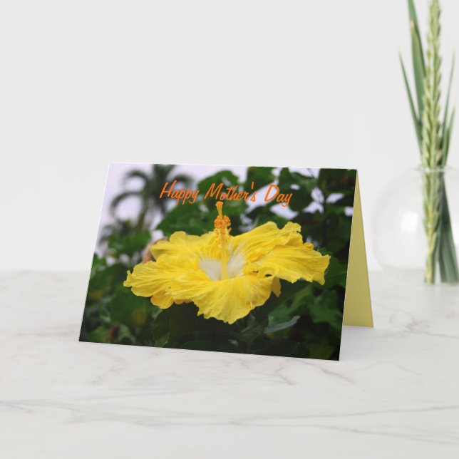 Lycklig Mors dag Deep Gult Hibiscus Kort (Framsida)