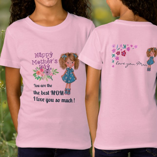 LYCKLIG MORS DAG dotterdotter rosa T Shirt (HAPPY MOTHER'S DAY daughter pink T-Shirt)