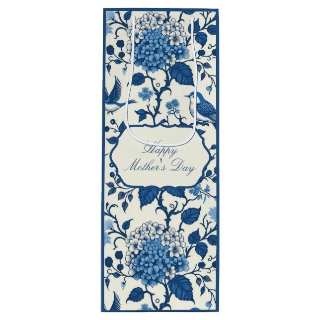 Lycklig Mors dag Elegant Blue Chinoiserie Blommigt (Framsidan)