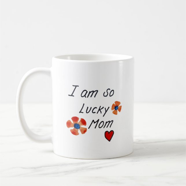 lycklig mors dag, enkel handskriven personlig kaffemugg (Vänster)