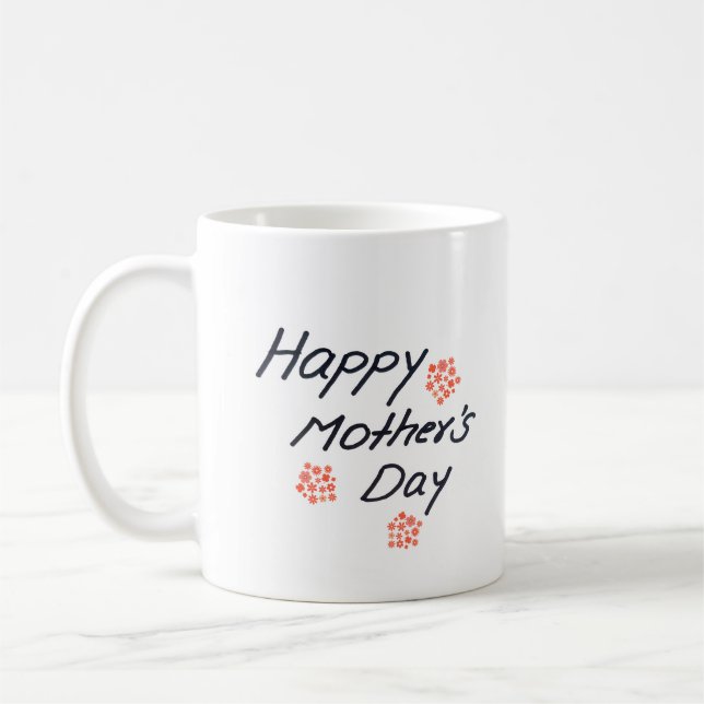 lycklig mors dag, enkel handskriven personlig kaffemugg (Vänster)