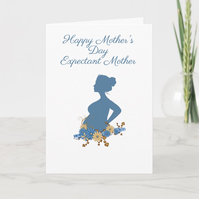 Lycklig Mors dag, Expectant Mor, Silhouette Kort (Framsida)