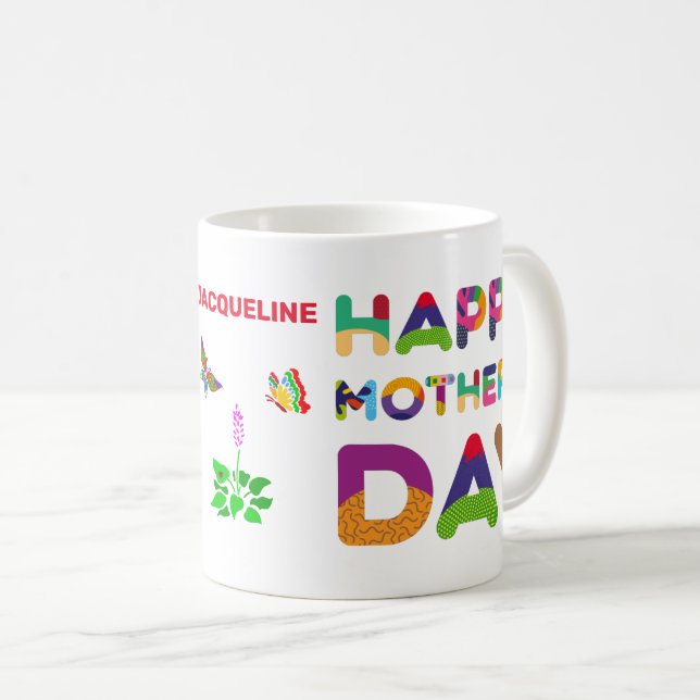 Lycklig Mors dag färgat Anpassade Kaffemugg (Framsida höger)