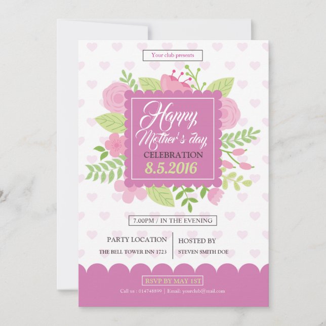 Lycklig mors dag Flyer Inbjudningar (Framsida)