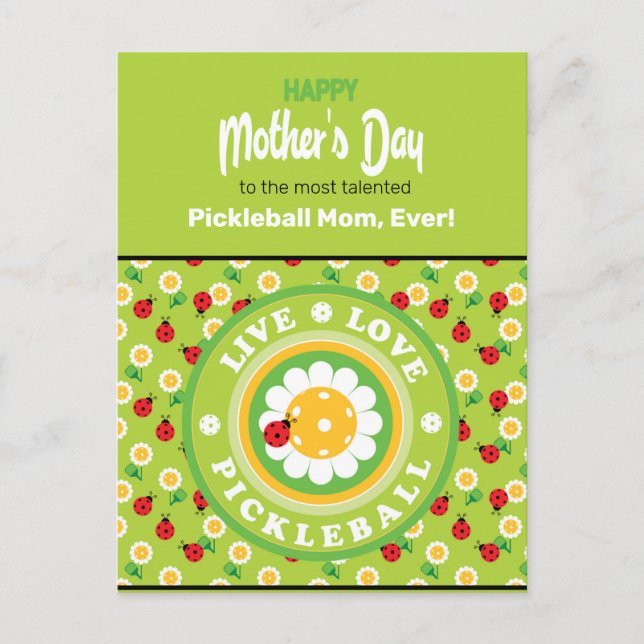Lycklig Mors dag för Pickleball Mamma, söt Vykort (Framsida)