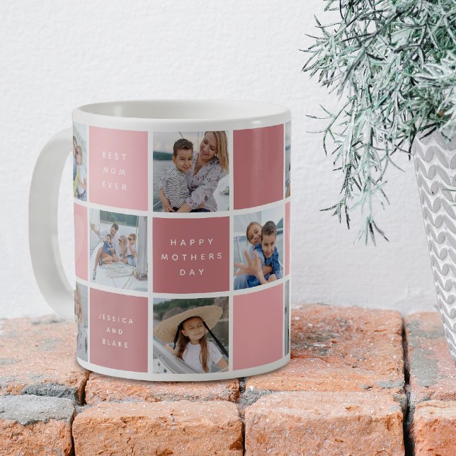 Lycklig mors dag Foto Grid Minnessak Kaffemugg (Skapare uppladdad)