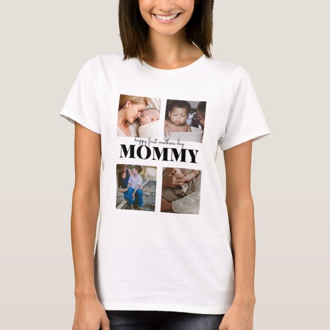 lycklig mors dag-fotokollage T-Shirt (Framsida)