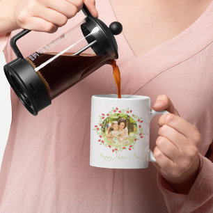 Lycklig Mors dag, fotopatens vattenfärg Ro Blommig Jumbo Mugg