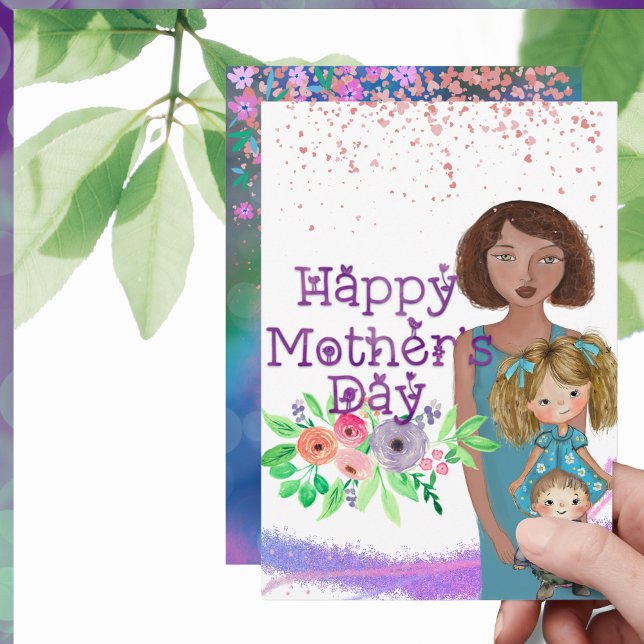LYCKLIG MORS DAG från barn Julkort ( HAPPY MOTHER'S DAY from kids Holiday Card)