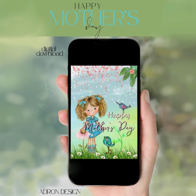LYCKLIG MORS DAG från dotter Julkort (HAPPY MOTHER'S DAY from daughter Holiday Card digital download
)