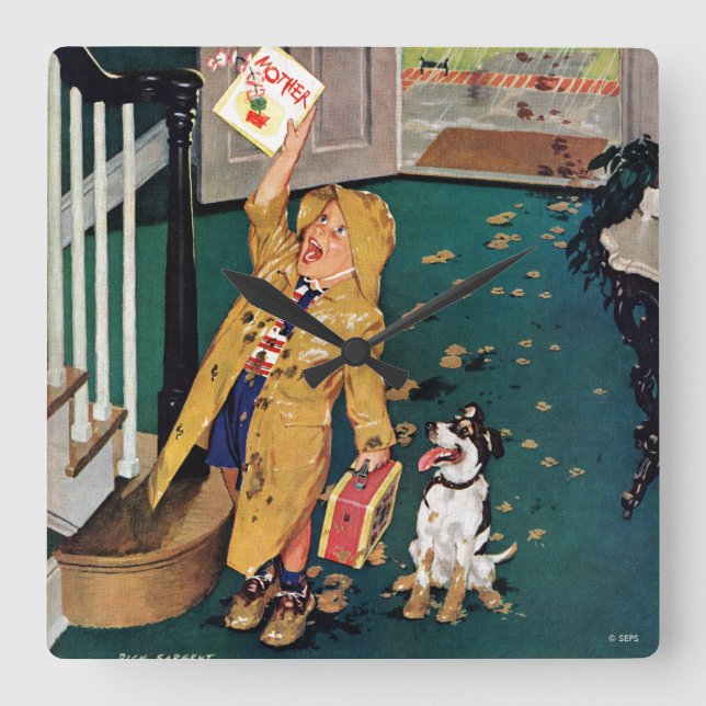 Lycklig Mors dag Fyrkantig Klocka (Framsida)