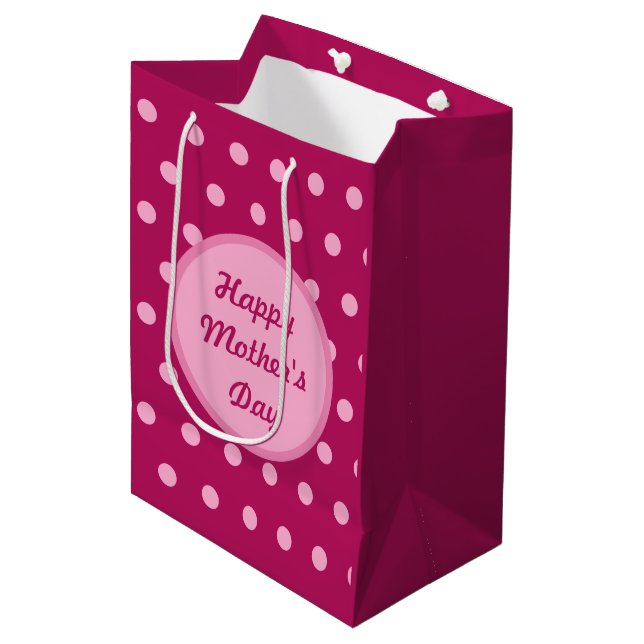 Lycklig Mors dag Gift Bag (Magenta och mjuk Rosa) (Framsidan Vinklad)