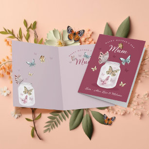 Lycklig Mors dag Gift Morsa Watercolor Butterflies Kort