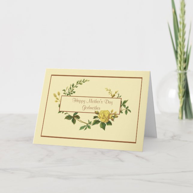Lycklig Mors dag Godmor med Gul ros Kort (Framsida)