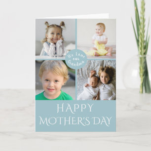 Lycklig Mors dag Grandma Aqua Photo Collage Kort