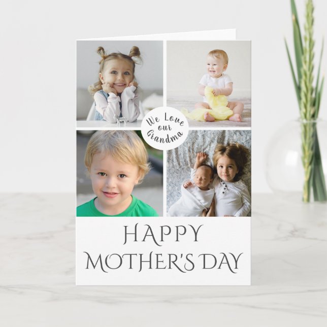Lycklig Mors dag Grandma Photo Collage Kort (Framsida)