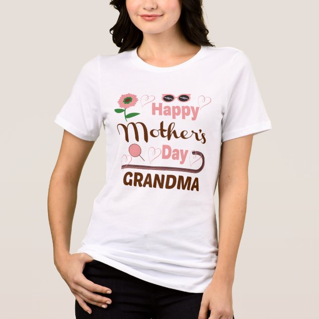 LYCKLIG MORS DAG GRANDMA T SHIRT (Framsida)