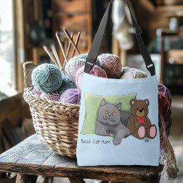 Lycklig Mors dag Grått Cat Axelväska