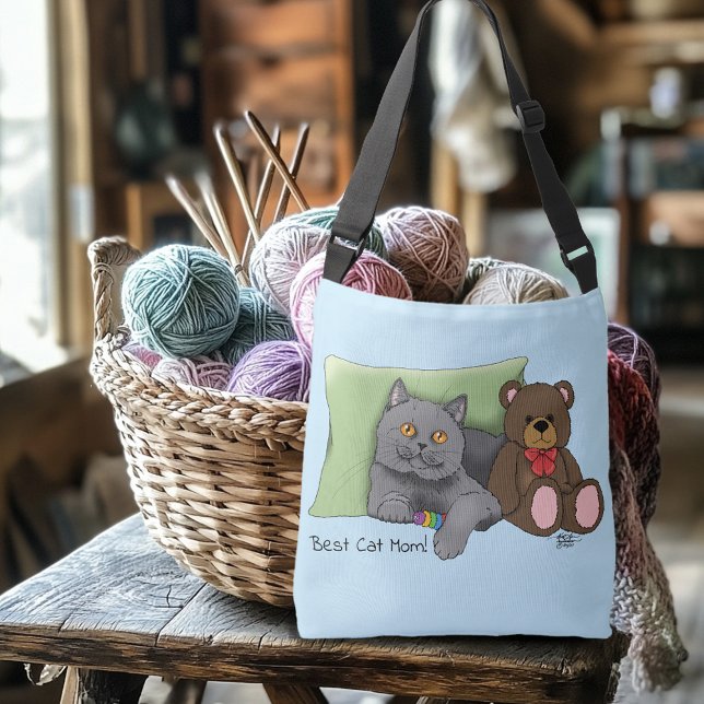 Lycklig Mors dag Grått Cat Axelväska (Skapare uppladdad)