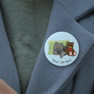 Lycklig Mors dag Grått Cat Knapp