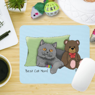 Lycklig Mors dag Grått Cat Musmatta