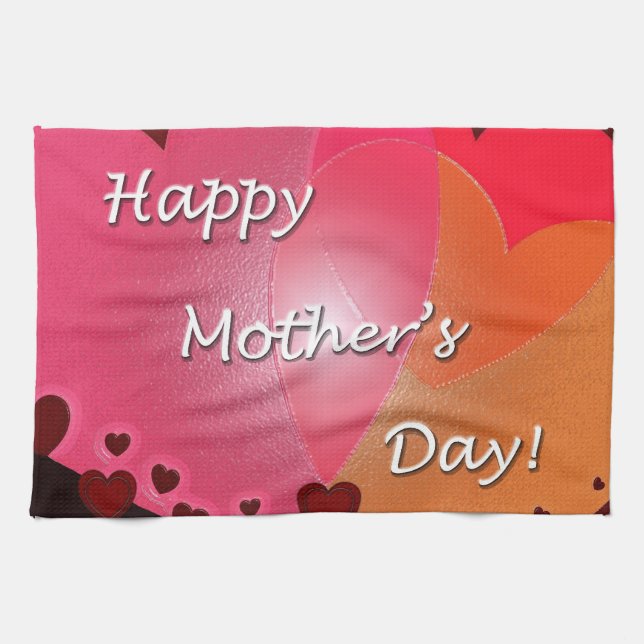 Lycklig Mors dag Heart Kökshandduk (Horisontell)