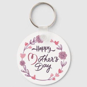 Lycklig Mors dag Hearts Blommigt Utandning Bouquet Nyckelring