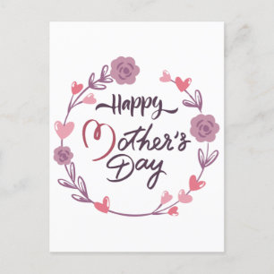 Lycklig Mors dag Hearts Blommigt Utandning Bouquet Vykort