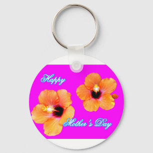 Lycklig Mors dag Hibiscus Orange Magenta Gibney Nyckelring
