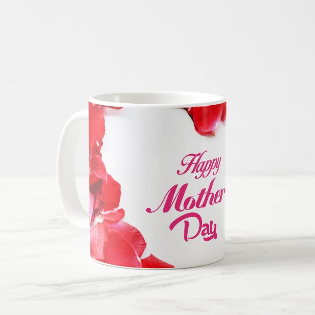 Lycklig Mors dag - Hjärtformade Ro Petals Kaffemugg (Framsida vänster)