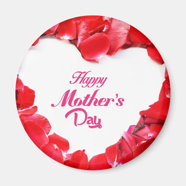 Lycklig Mors dag - Hjärtformade Ro Petals Magnet (Framsidan)