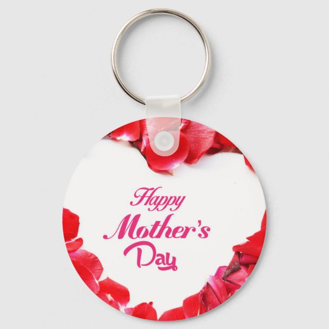 Lycklig Mors dag - Hjärtformade Ro Petals Nyckelring (Framsida)