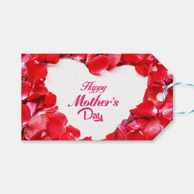 Lycklig Mors dag - Hjärtformade Ro Petals Presentetikett (Framsidan (Horisontell))