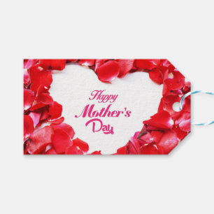 Lycklig mors dag - hjärtformade rosa Petals Presentetikett