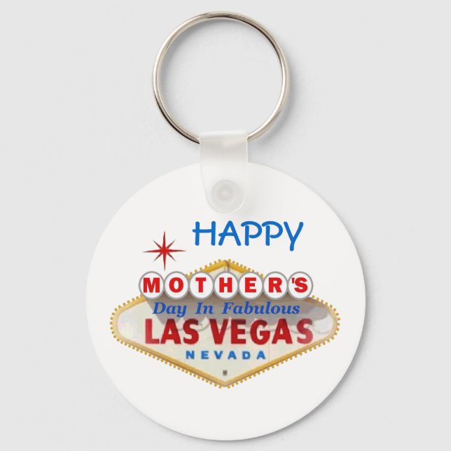 LYCKLIG Mors dag i Fabulous Las Vegas Keychain Nyckelring (Framsida)