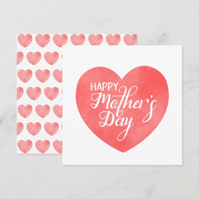 Lycklig mors dag i rosa hjärta, mamma kärlek (Fram/baksida)
