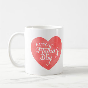 Lycklig mors dag i rosa hjärta, vattenfärgshjärta kaffemugg