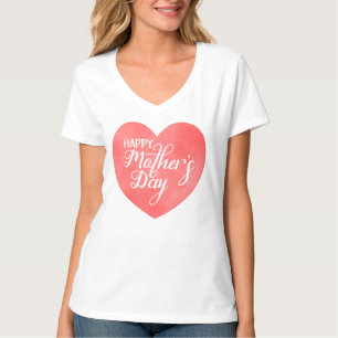 Lycklig mors dag i rosa hjärta, vattenfärgshjärta t shirt