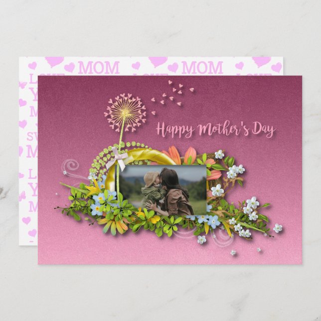 Lycklig Mors dag Julkort (Fram/baksida)