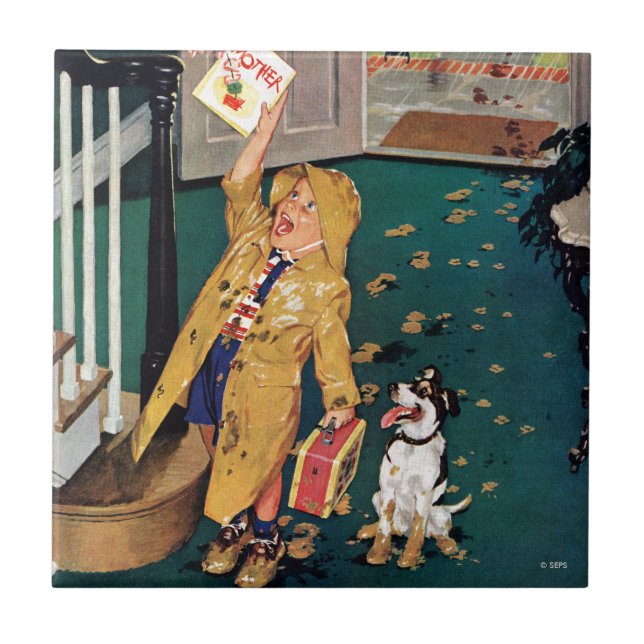 Lycklig Mors dag Kakelplatta (Framsidan)