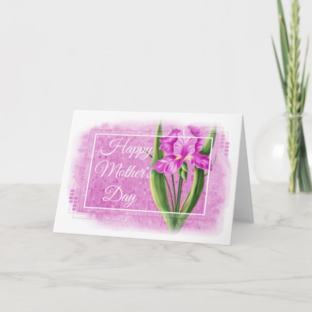 Lycklig Mors dag-kort - Rosa Iris d1 Kort (Framsida)