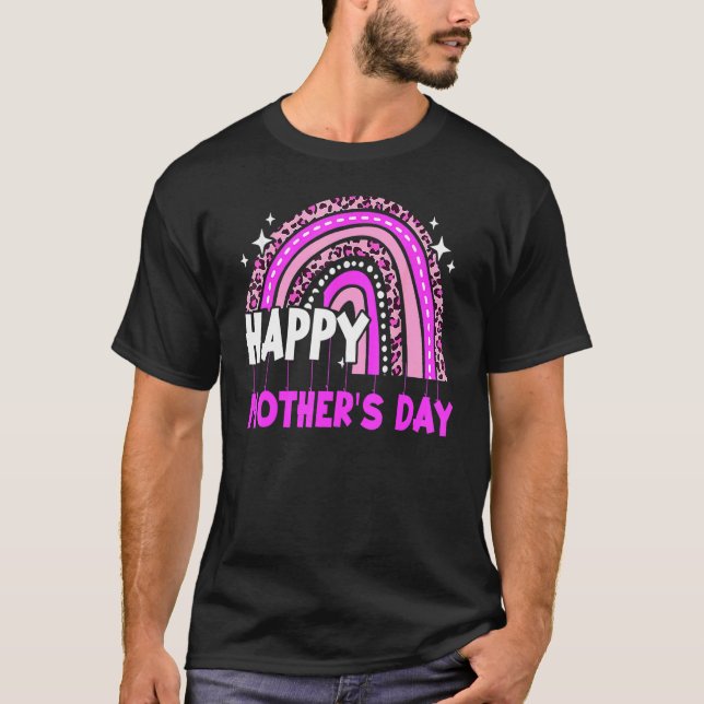 Lycklig Mors dag Leopard Boho Rainbow 2 T Shirt (Framsida)